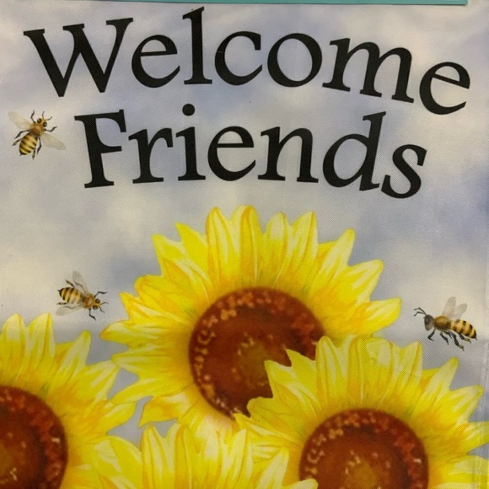Garden Flag Sunflowers and Bees Welcome Friends 12 in X18 in Yellow Multicolor - Picture 6 of 9
